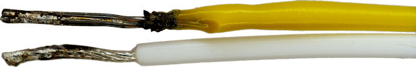 PVC insulation (the yellow wire) melted and retracted