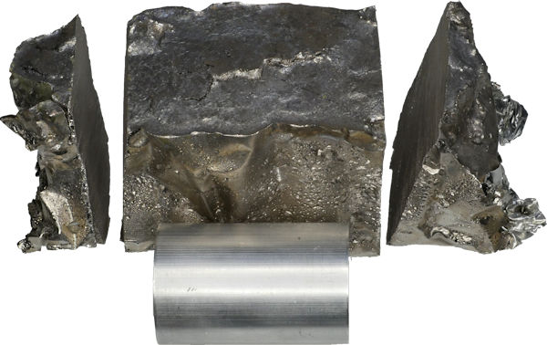 Cast bismuth cut to block before machining