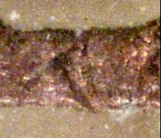 Crack in the 'H' at 200x magnification