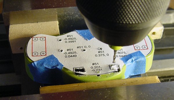Milling out photosensor openings with a 1/16th-inch diameter end mill.