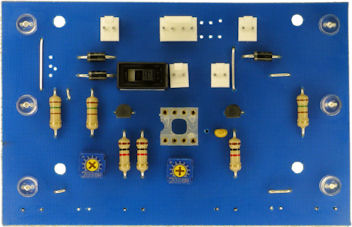 Blue single sided PCB with components