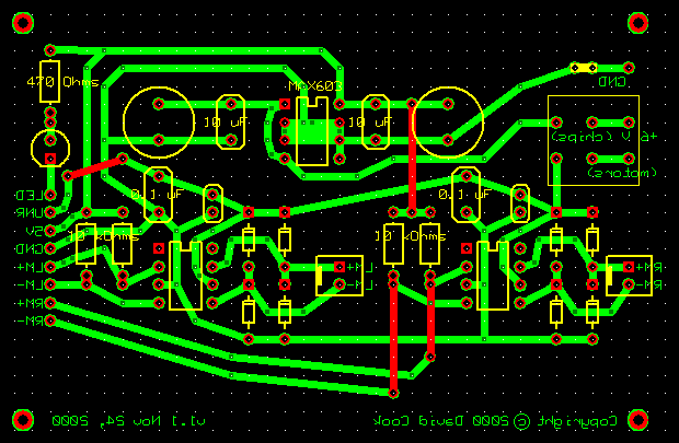 Finished circuit on ExpressPCB software