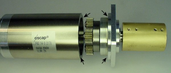 Motor mount separated from planetary gearbox.