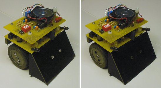 Switching from bright, highly-reflective stainless steel screws (left) to dark black-oxide coated screws further camouflages the Roundabout mini-sumo robot.