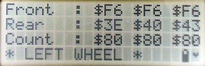 LCD wheel encoder sensor values.