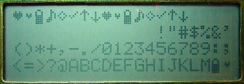 LCD showing character set