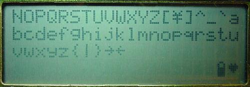 LCD showing character set