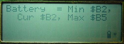 LCD showing battery status and range