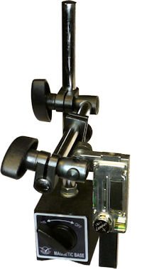 Digital indicator held on adjustable magnetic base