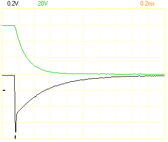 Capacitor charge time flash power source oscilloscope trace