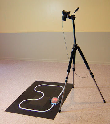 Long exposure photo setup with camera on tripod