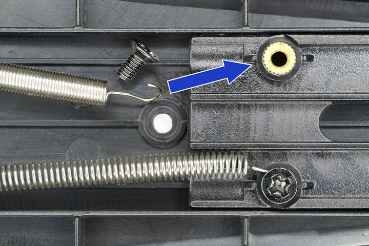 Springs connect to threaded insert on bracket arm