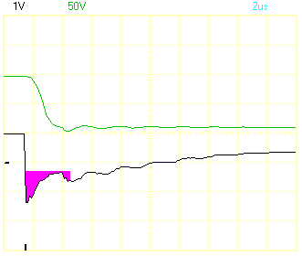 Triac trigger flash power source oscilloscope trace