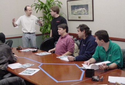 The table isn't broken. It's masking tape for the line-following demonstration