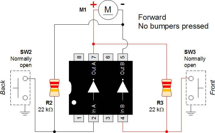 1 Forward No bumpers pressed