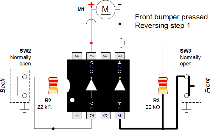 2 Front bumper pressed Reversing step one