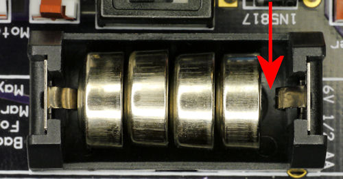 Four LR44 cells are not quite long enough to replace half AA battery