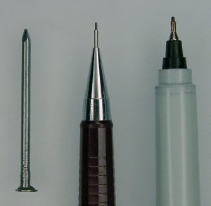 Three tools for making marks.