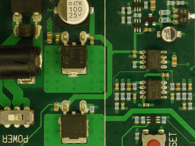 Atmel STK500 power regulators visible
