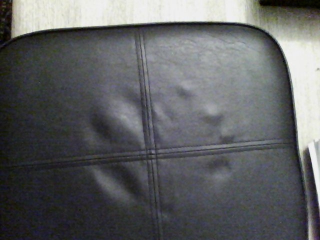 Hand print on cushion visible