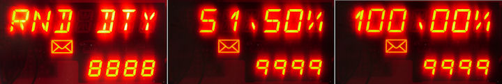 LED screens of the random duty cycle measurement tool