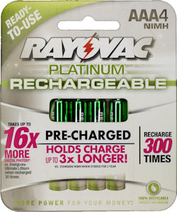 Rayovac AAA platinum rechargeable NiMH