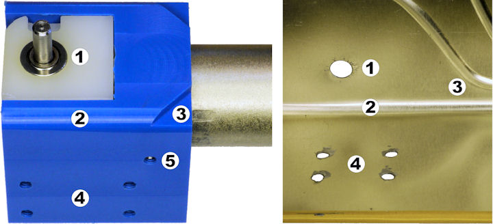 Mounting block mates with interior of candy tin