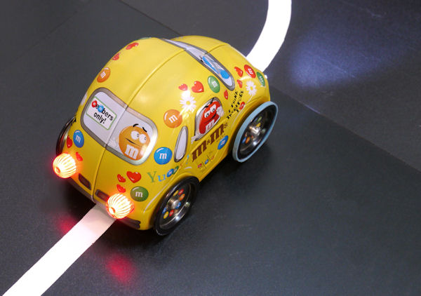 Taillight view of Yummy line following robot