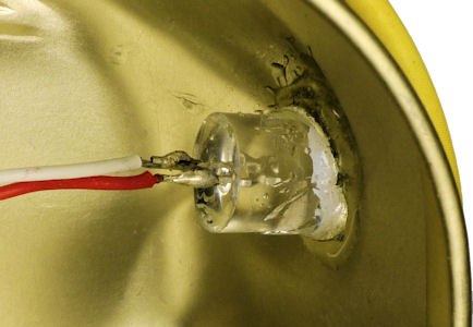 White LED epoxied into crudely cut hole