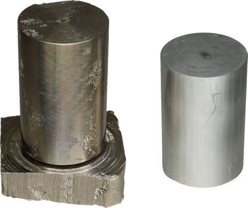 Bismuth cylinder machined from block