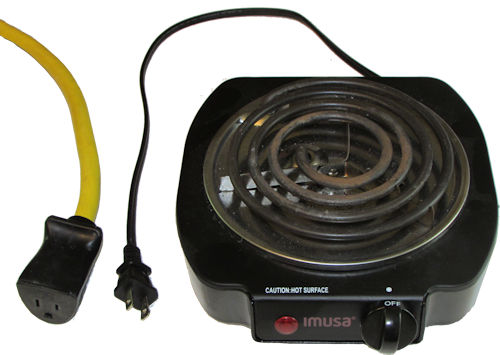 Electric burner and 10 gauge extension cord