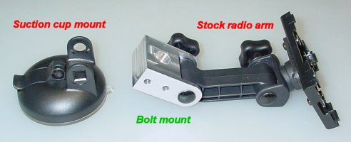 Bolt mount to replace a suction cup mount on a stock satellite radio car kit