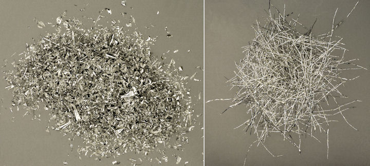 Face milling chips and side milling shavings