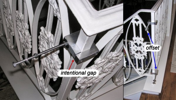 Installed clamps have an intentional gap and are offset for increased horizontal rigidity