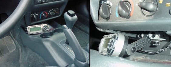 Satellite radio positioned underneath dash using a custom bracket.