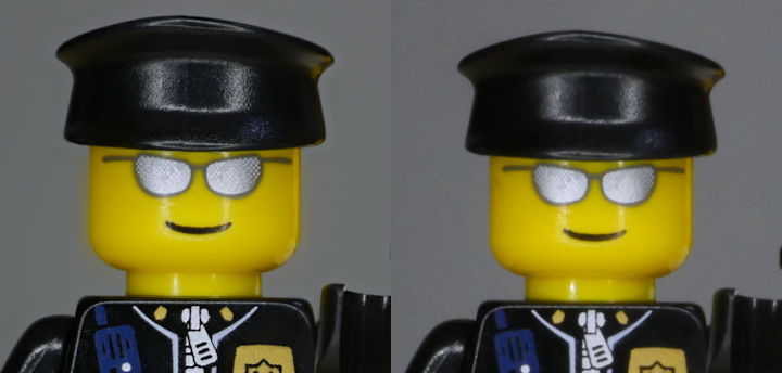 Comparing details of stacked and reduced aperture photos