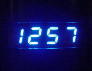 Lite-On LTS-2301AB blue four-digit numeric display.