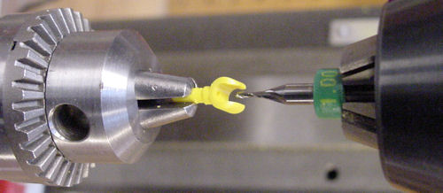 Milling a starter hole in a Lego hand