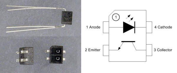 Sabre-tooth sensor. Clip the long leads of the GP2S40J0000F.