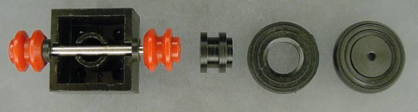 Lego wheel hub made on a lathe.