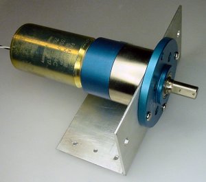 A motor mounting bracket is made from 90 degree L-shaped aluminum.