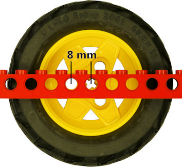Measurement of distance between cross axle hole and peg hole
