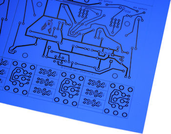 PCB pattern printed on Press N Peel transfer film