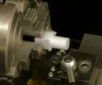 Making a rod from a block of Teflon on a lathe