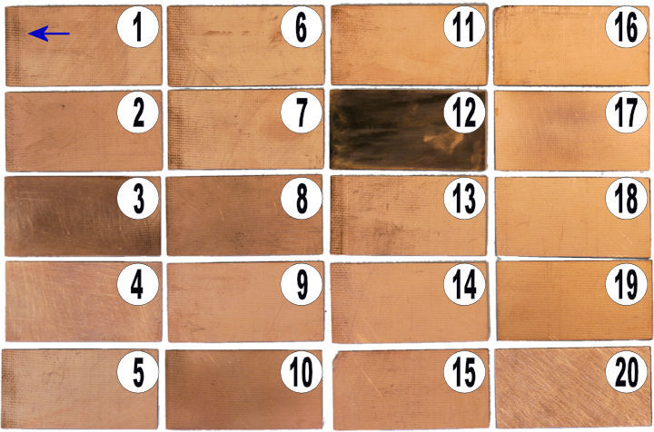 Copper clad cleaning results