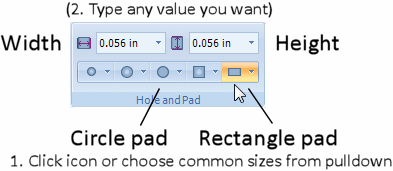 Creating circle and rectangle pads without holes