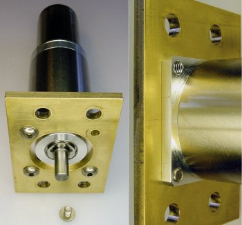 The adapter plate screws onto #10-32 tapped holes in the motor gearhead.