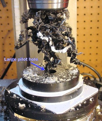 Starting the machining of the inner hole with a drill.