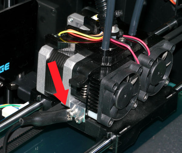 Alligator clip attached to 3D printer print head