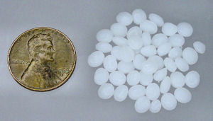 ShapeLock plastic beads or granules.